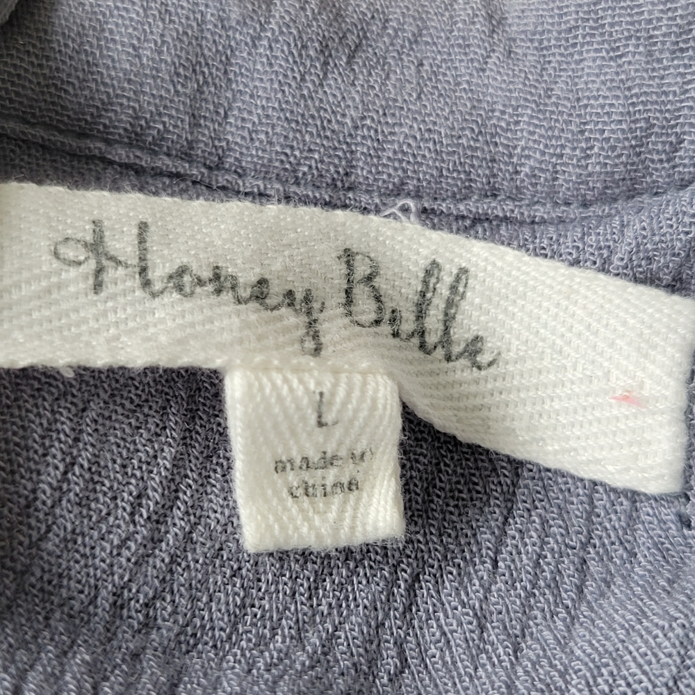 HONEY BELLE FLOWY TOP Tunic/ Dress Medium Blue Embroidery LG - Picture 5 of 9